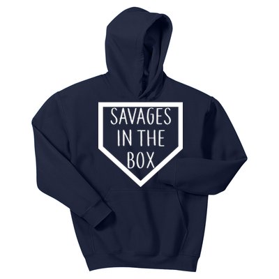 Baseball Savages In The Box Home Plate Kids Hoodie