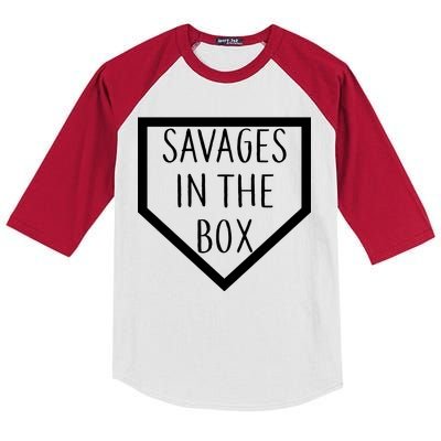 Baseball Savages In The Box Home Plate Kids Colorblock Raglan Jersey