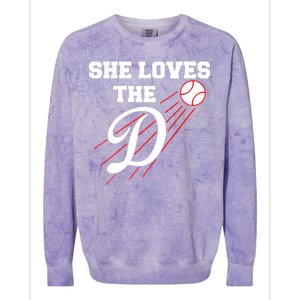 Baseball She Loves The D Los Angeles Colorblast Crewneck Sweatshirt