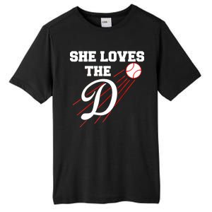 Baseball She Loves The D Los Angeles Tall Fusion ChromaSoft Performance T-Shirt