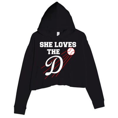 Baseball She Loves The D Los Angeles Crop Fleece Hoodie