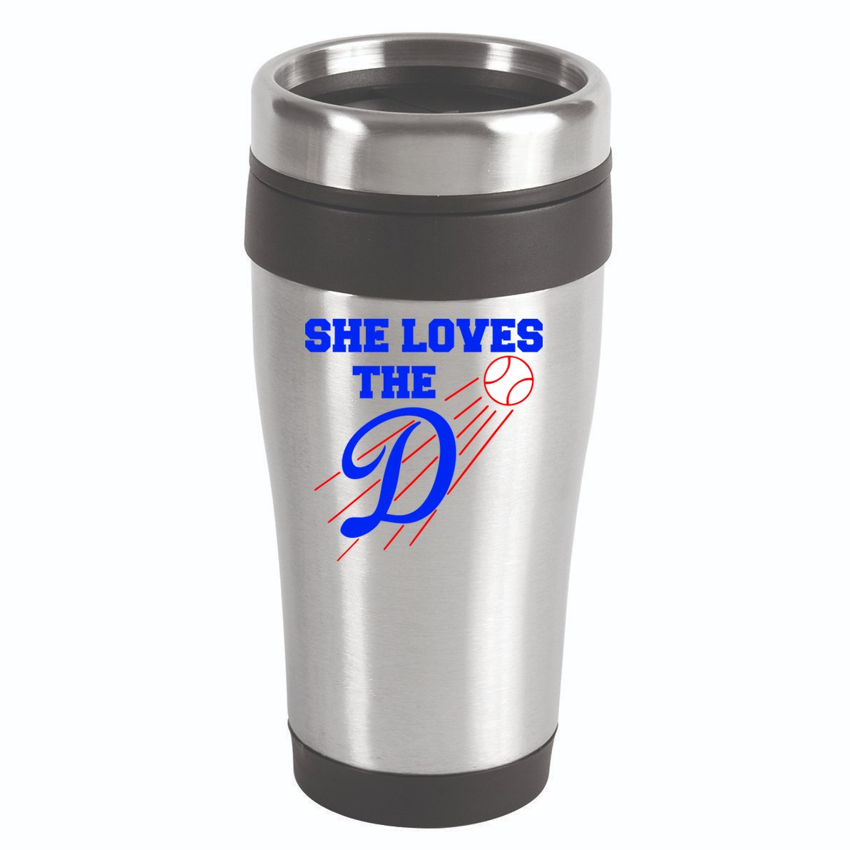 Baseball She Loves The D Los Angeles 16oz Travel Tumbler