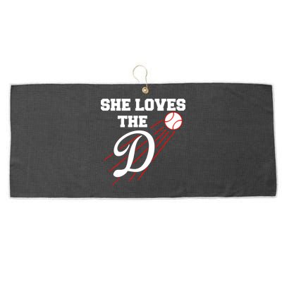 Baseball She Loves The D Los Angeles Large Microfiber Waffle Golf Towel