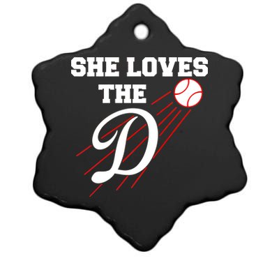 Baseball She Loves The D Los Angeles Ceramic Star Ornament