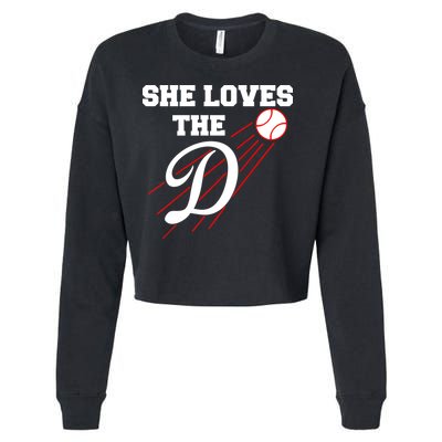 Baseball She Loves The D Los Angeles Cropped Pullover Crew