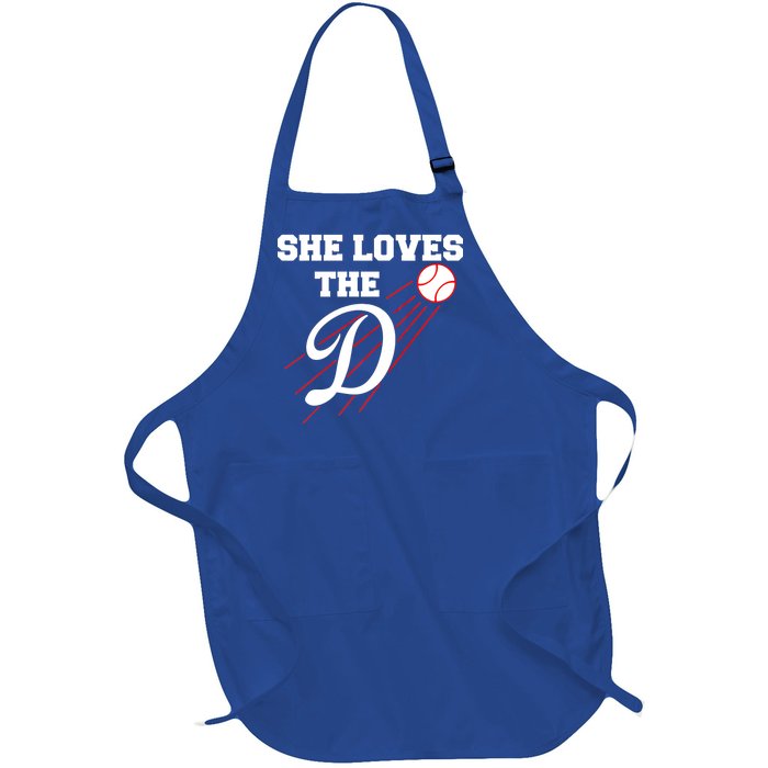 Baseball She Loves The D Los Angeles Full-Length Apron With Pockets