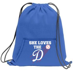 Baseball She Loves The D Los Angeles Sweatshirt Cinch Pack Bag