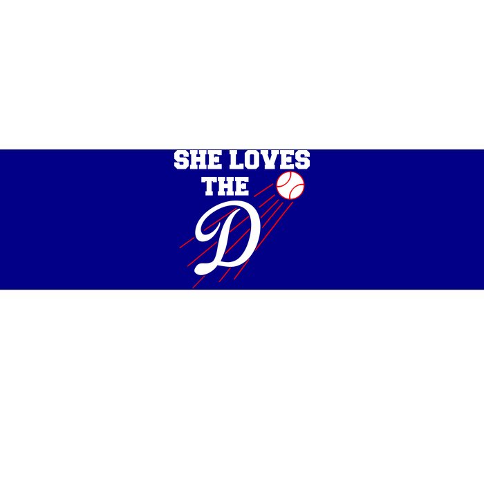 Baseball She Loves The D Los Angeles Bumper Sticker