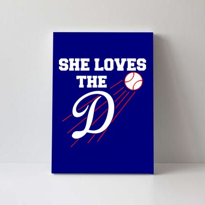 Baseball She Loves The D Los Angeles Canvas