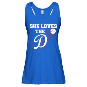 Baseball She Loves The D Los Angeles Ladies Essential Flowy Tank