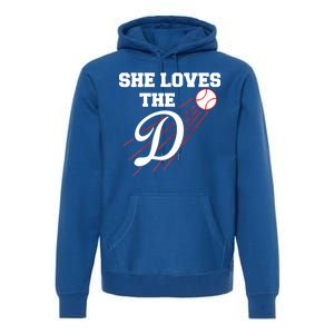 Baseball She Loves The D Los Angeles Premium Hoodie