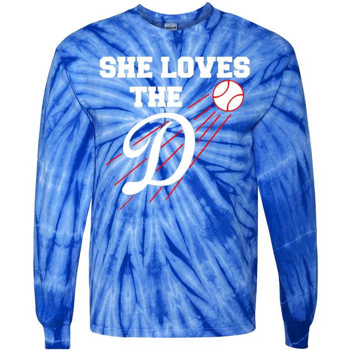 Baseball She Loves The D Los Angeles Tie-Dye Long Sleeve Shirt