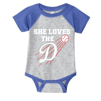 Baseball She Loves The D Los Angeles Infant Baby Jersey Bodysuit