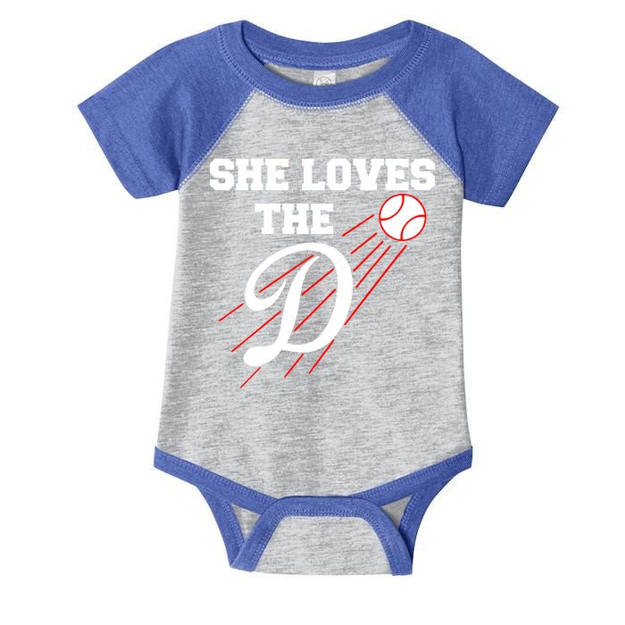 Baseball She Loves The D Los Angeles Infant Baby Jersey Bodysuit