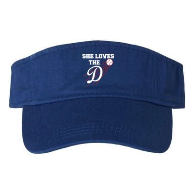 Baseball She Loves The D Los Angeles Valucap Bio-Washed Visor