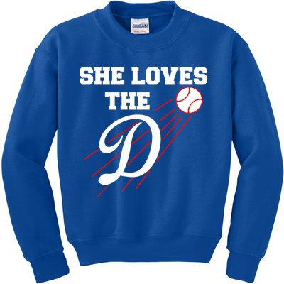 Baseball She Loves The D Los Angeles Kids Sweatshirt