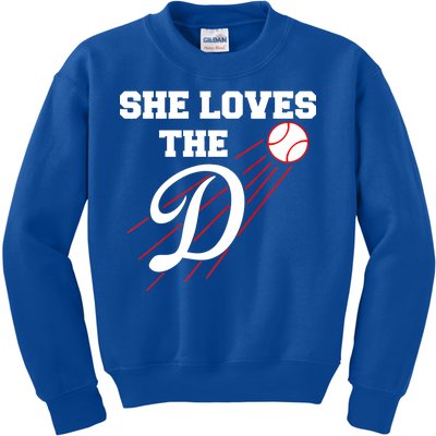 Baseball She Loves The D Los Angeles Kids Sweatshirt