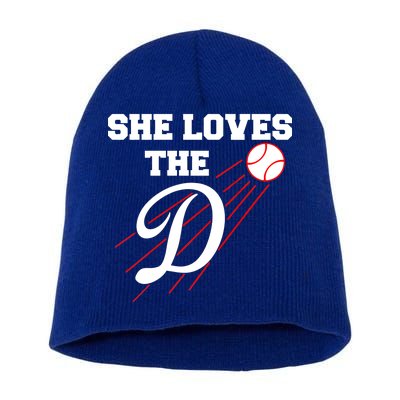 Baseball She Loves The D Los Angeles Short Acrylic Beanie