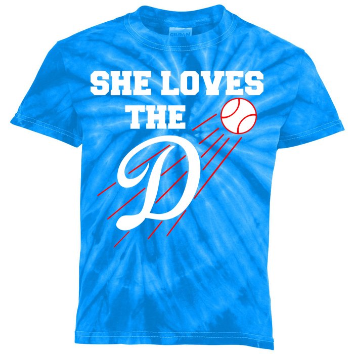 Baseball She Loves The D Los Angeles Kids Tie-Dye T-Shirt