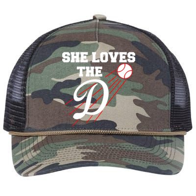 Baseball She Loves The D Los Angeles Retro Rope Trucker Hat Cap