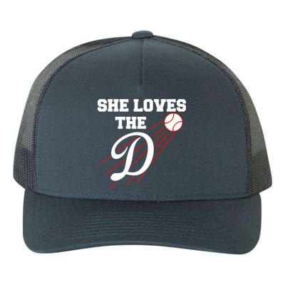 Baseball She Loves The D Los Angeles Yupoong Adult 5-Panel Trucker Hat