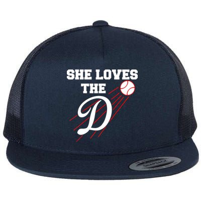 Baseball She Loves The D Los Angeles Flat Bill Trucker Hat