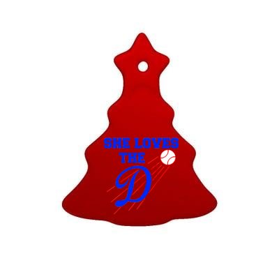 Baseball She Loves The D Los Angeles Ceramic Tree Ornament