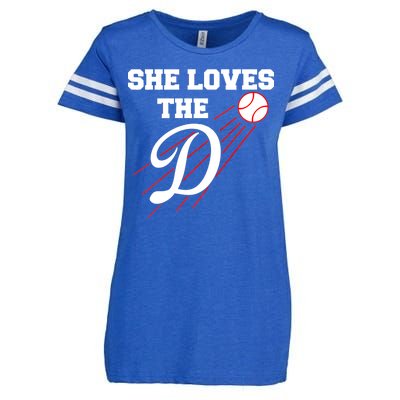 Baseball She Loves The D Los Angeles Enza Ladies Jersey Football T-Shirt