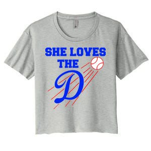 Baseball She Loves The D Los Angeles Women's Crop Top Tee