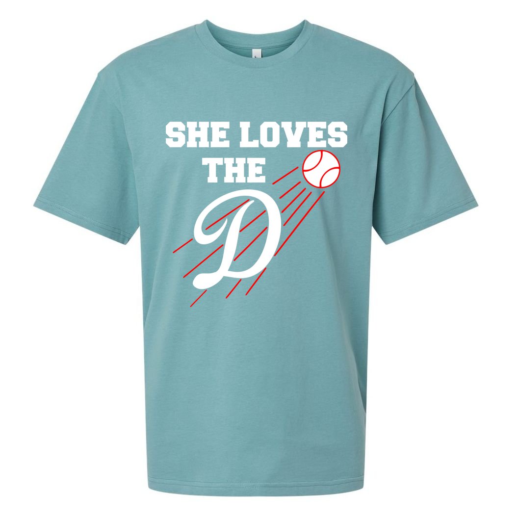 Baseball She Loves The D Los Angeles Sueded Cloud Jersey T-Shirt