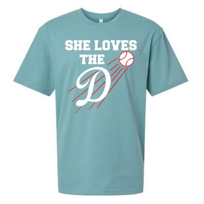 Baseball She Loves The D Los Angeles Sueded Cloud Jersey T-Shirt