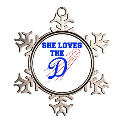 Baseball She Loves The D Los Angeles Metallic Star Ornament