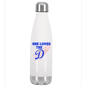 Baseball She Loves The D Los Angeles Stainless Steel Insulated Water Bottle