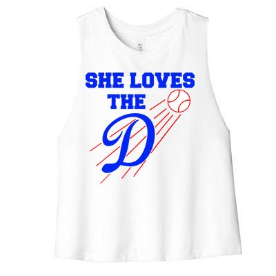 Baseball She Loves The D Los Angeles Women's Racerback Cropped Tank