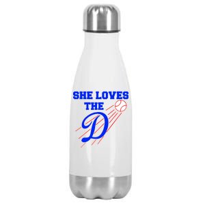 Baseball She Loves The D Los Angeles Stainless Steel Insulated Water Bottle