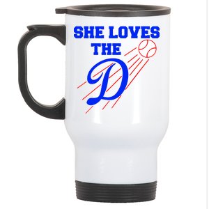 Baseball She Loves The D Los Angeles Stainless Steel Travel Mug