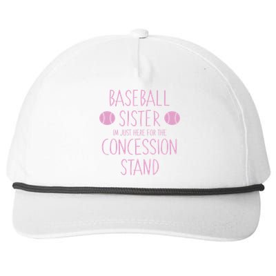 Baseball Sister I'm Just Here For The Concession Stand Snapback Five-Panel Rope Hat