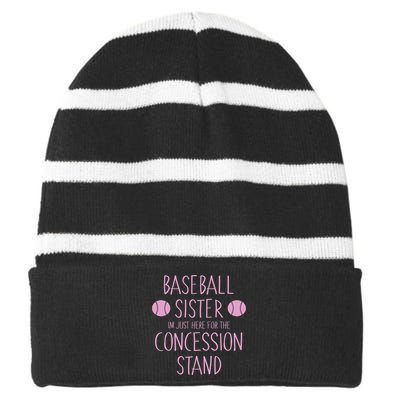 Baseball Sister I'm Just Here For The Concession Stand Striped Beanie with Solid Band