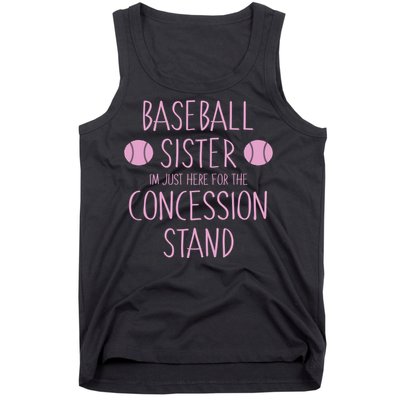 Baseball Sister I'm Just Here For The Concession Stand Tank Top