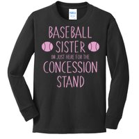 Baseball Sister I'm Just Here For The Concession Stand Kids Long Sleeve Shirt