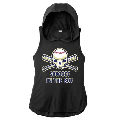 Baseball Skull Savages In The Box Ladies PosiCharge Tri-Blend Wicking Draft Hoodie Tank