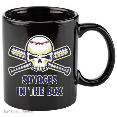 Baseball Skull Savages In The Box 11oz C Handle Ceramic Mug