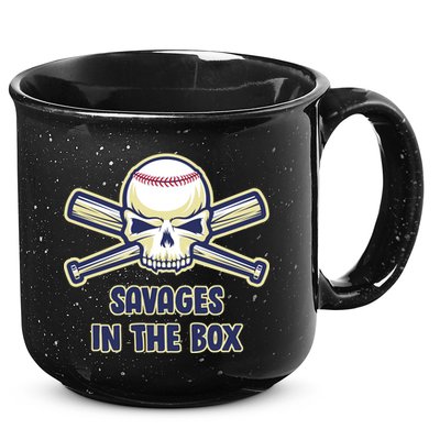 Baseball Skull Savages In The Box 15oz Campfire Ceramic Mug
