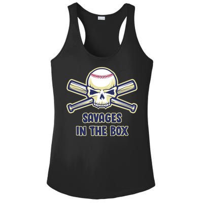 Baseball Skull Savages In The Box Ladies PosiCharge Competitor Racerback Tank