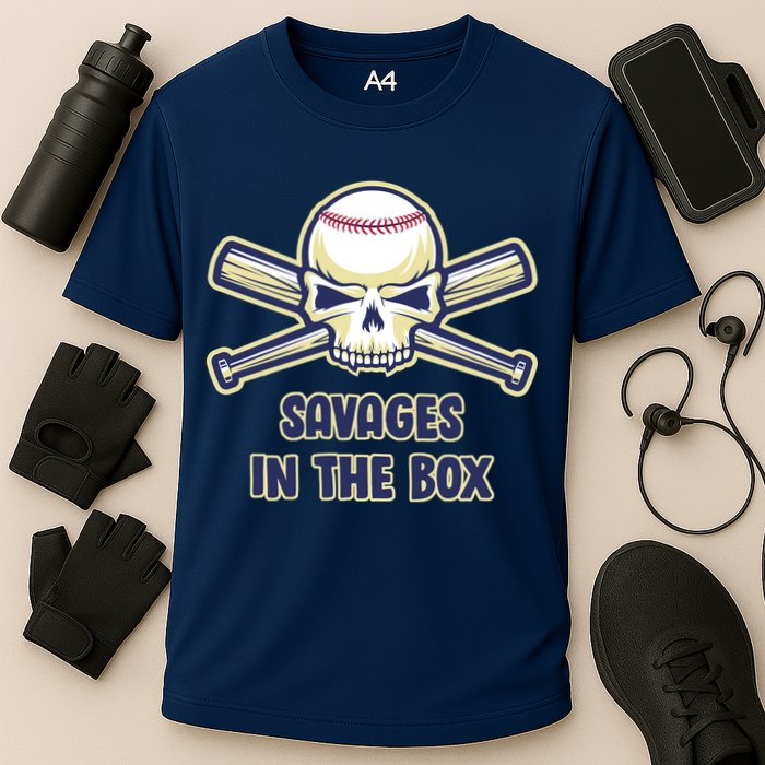 Baseball Skull Savages In The Box Cooling Performance Crew T-Shirt