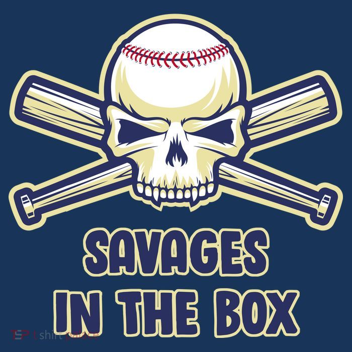Baseball Skull Savages In The Box Tall T-Shirt