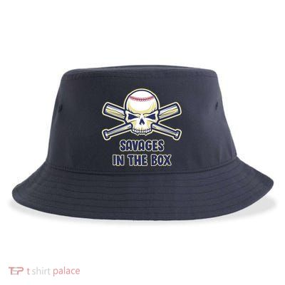 Baseball Skull Savages In The Box Sustainable Bucket Hat