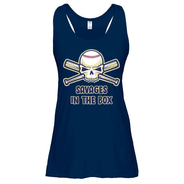 Baseball Skull Savages In The Box Ladies Essential Flowy Tank