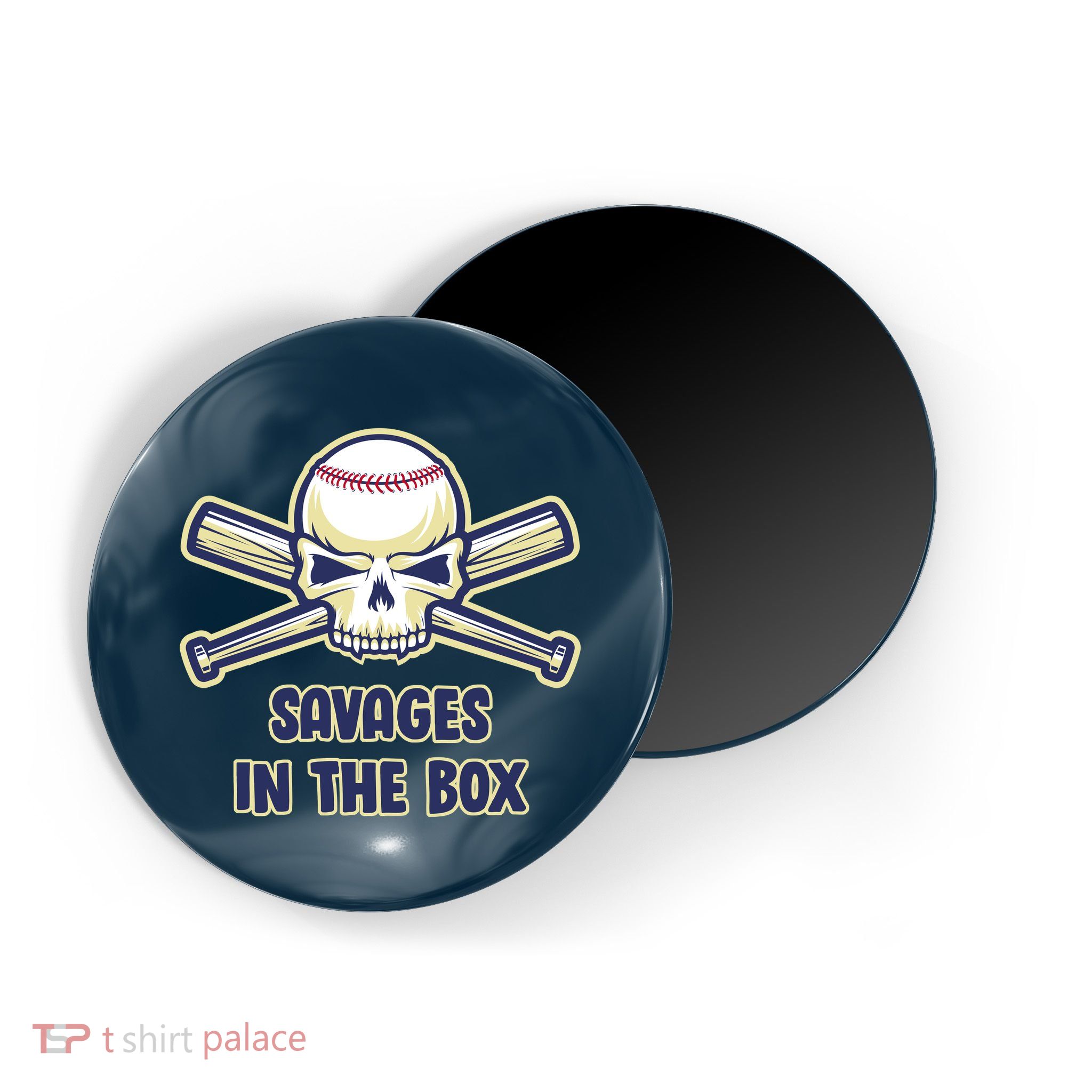 Baseball Skull Savages In The Box Magnet