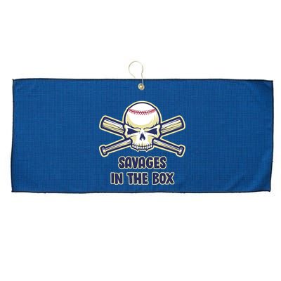 Baseball Skull Savages In The Box Large Microfiber Waffle Golf Towel